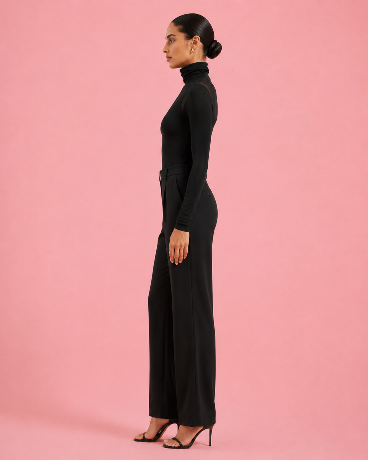 Mesh Shoulder Turtleneck Bodysuit