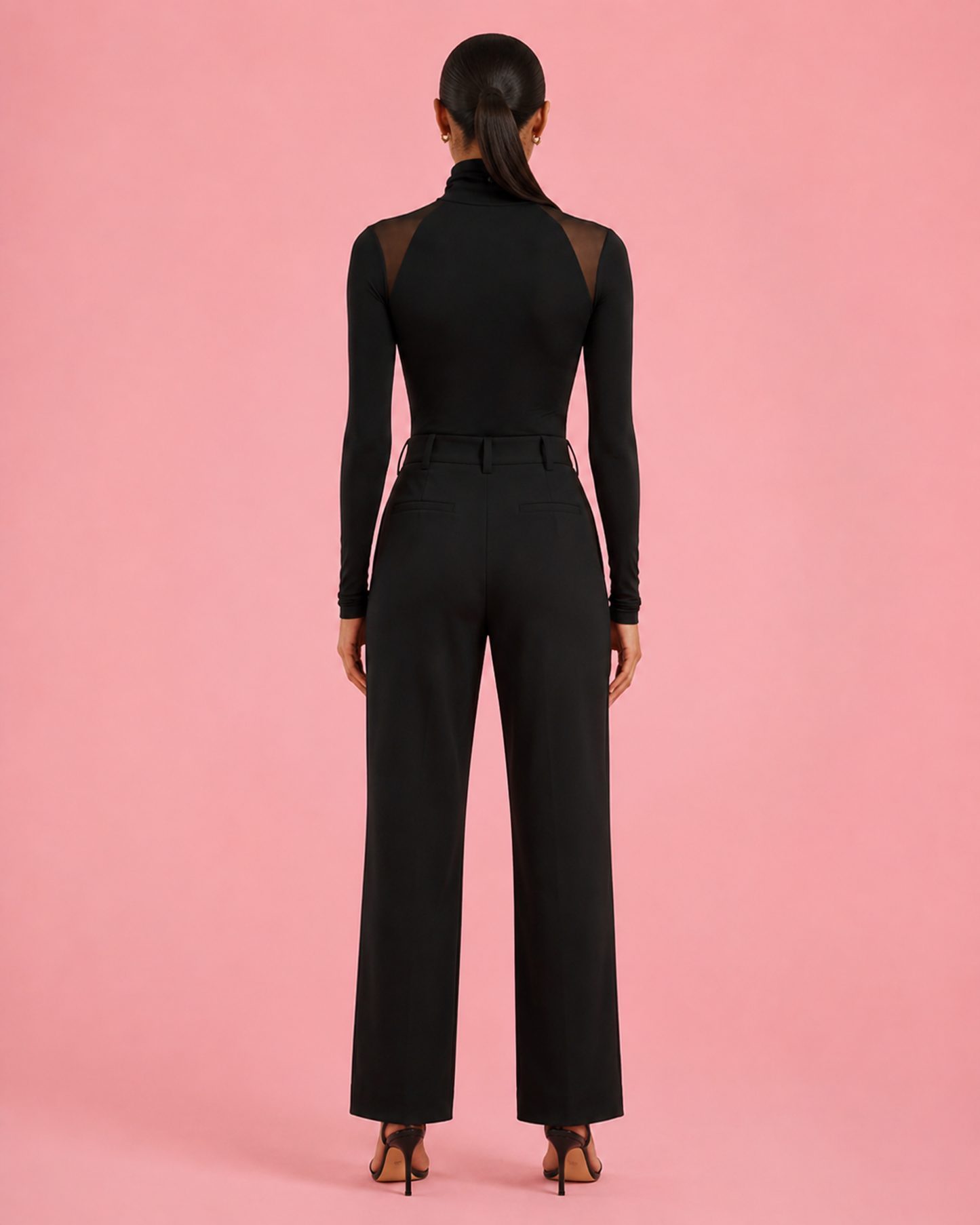 Mesh Shoulder Turtleneck Bodysuit