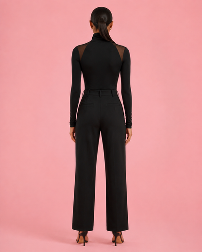 Mesh Shoulder Turtleneck Bodysuit