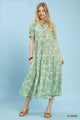 Umgee Paisley Print Tiered Midi Dress