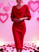 Cowl Neck Bodycon Midi Dress
