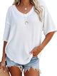 Waffle Knit V-Neck Short Sleeve T-Shirt