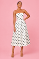 Polka Dot Strapless Midi Dress
