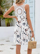 Floral Print V-Neck Crochet Back Mini Dress