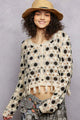 POL Openwork Floral Crochet Cardigan with Tassel Hem