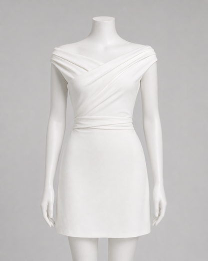 Elegant Off-Shoulder Draped Mini Dress