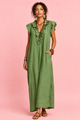 Full Size Ruffled V-Neck Cap Sleeve Maxi Dress Plus Size