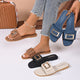 Buckle Decor Open Toe Flat Sandals
